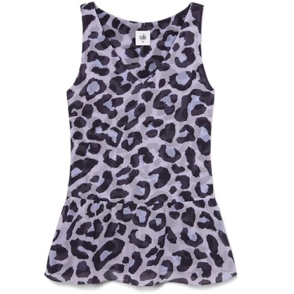 cabi Feline Purple Lavender Animal Print Peplum Blouse - Picture 1 of 11
